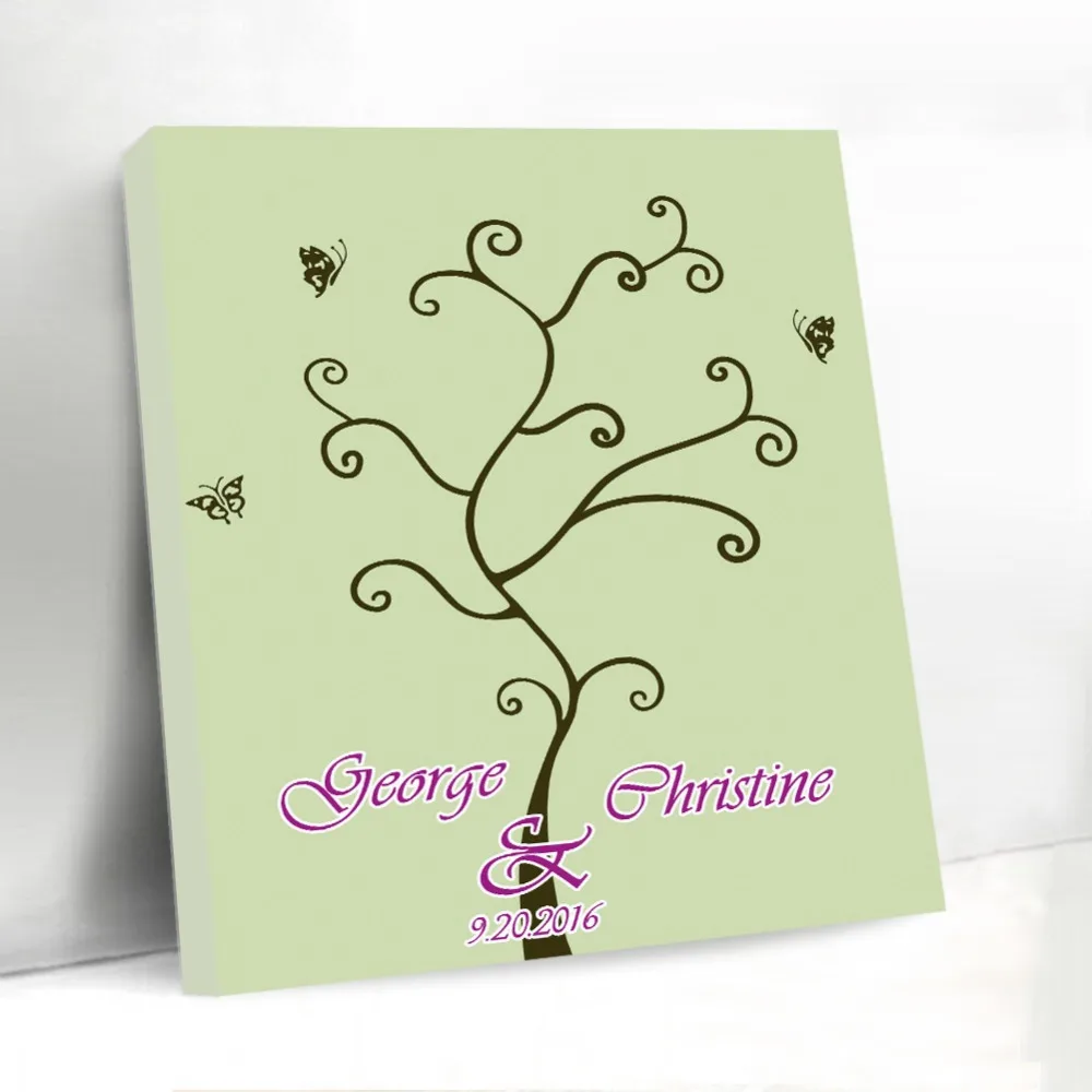 

Chic Canvas Fingerprint Tree with Butterfly Wedding Guestbook Custom Unique Signature Guest Book for Graduation Birthday Party