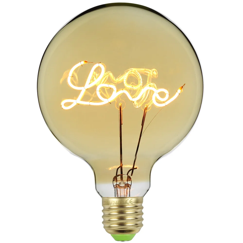 Vintagelll G125 Led светильник с надписью «LOVE& HOME», 4 Вт, 220 В, E27, декоративный светильник с регулируемой яркостью, настольная лампа