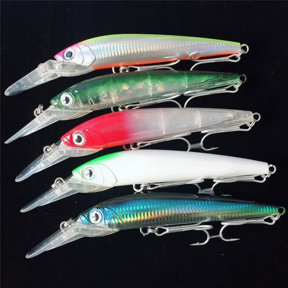 

5Pcs Deep Diving 5m Big Minnow Bait Artificial Bait 18cm 82g Wobbler Trolling Lure Long Tongue Swimbait Sea Boat Fishing Lure
