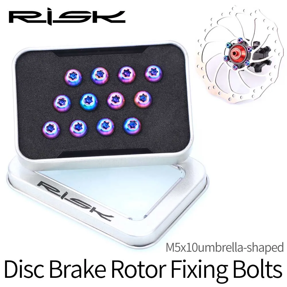 

Super Light M5*10mm Disc Brake Rotor Fixing Bolts 12PCs/Box Bicycle Disc Brake Screws Gr5 Titanium 3 Colours