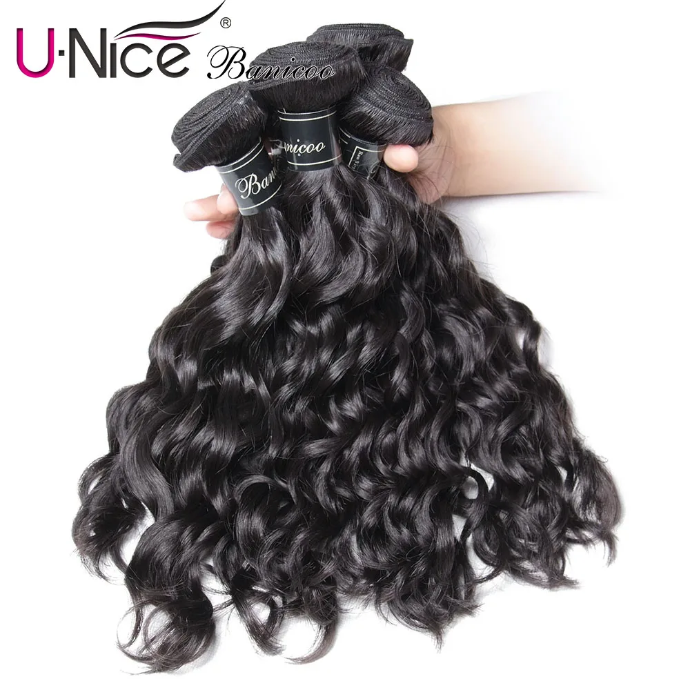 

UNice Hair Banicoo Series 10A Natural Wave Peruvian Hair 1/3/4 Bundles Human Hair Weaving Natural Color 8-26" Raw Virgin Hair