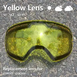 High-Performance Anti-Fog UV400 Replacement Lens for Spherical Ski Goggles (Lens Yellow)