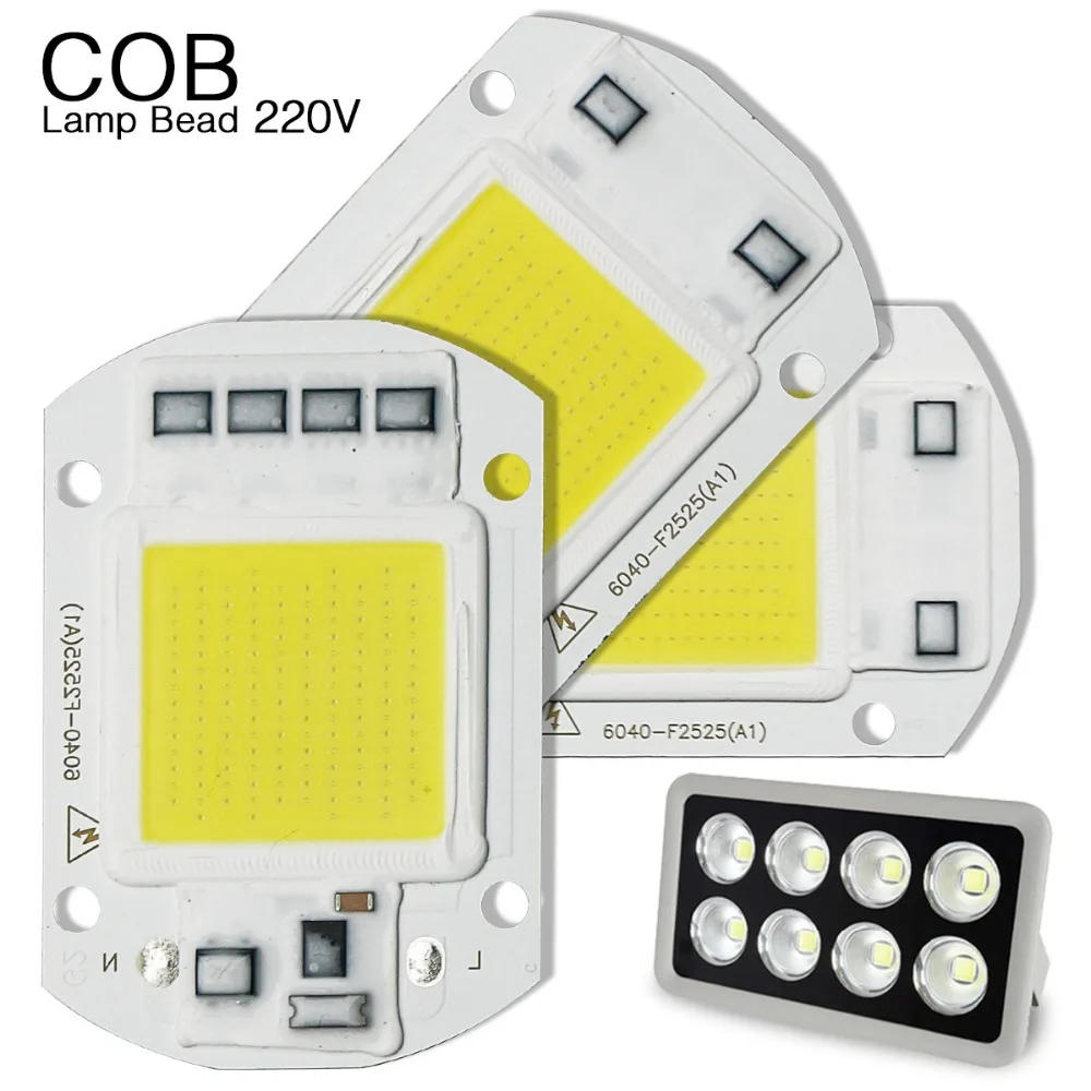 Светодиодный COB Чип лампа SMD AC220V 110 В Светодиодная прожектор 20 Вт 30 50 с умным IC