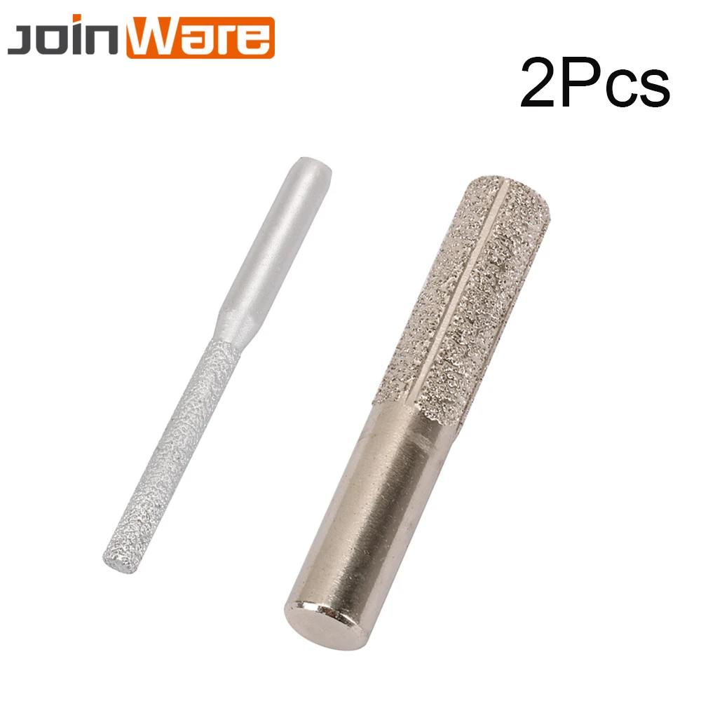 2Pcs Vacuum Brazing Brazed Diamond Router Silver Straight Finger Bit 6.