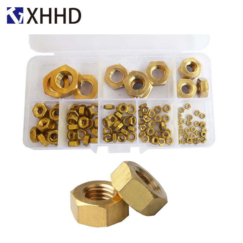 

Brass Hex Nut Metric Hexagonal Threaded Copper Hexagon Nuts Set Assortment Kit Box M2 M3 M4 M5 M6 M8 M10 M12