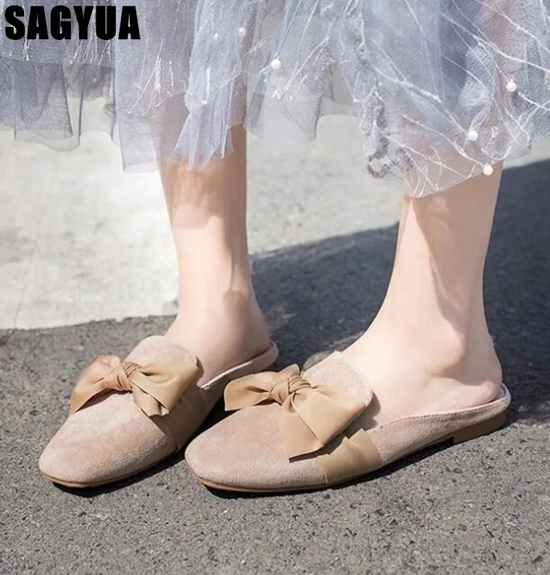 

Women Slippers Fashion Bowtie Female Mules flats casual Shoes Pointed Toe Ladies sandals Elegant Woman Slipper Moccasions z307