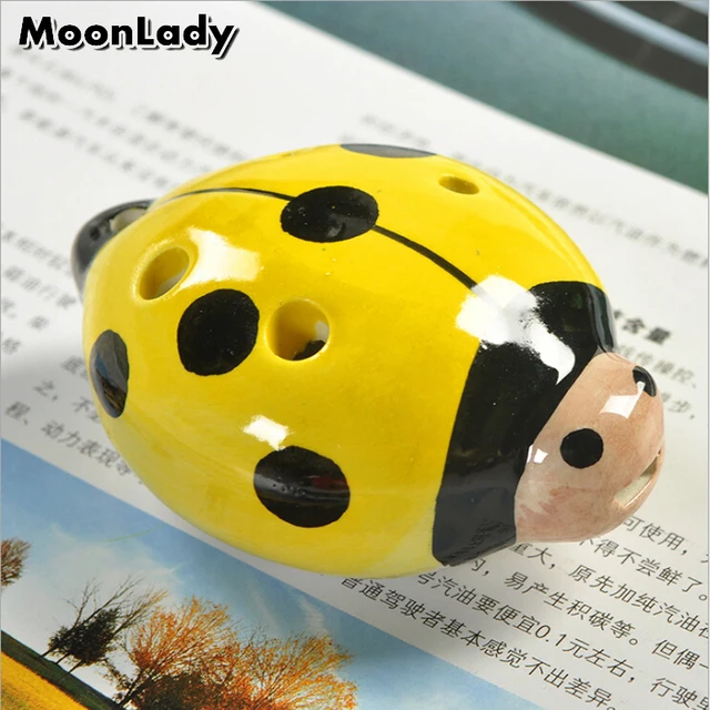 Colorful Porcelain Ladybug Ocarina 6 Holes Wind Musical Instrument for Music Amateurs and Beginners Children’s Toy and Gifts