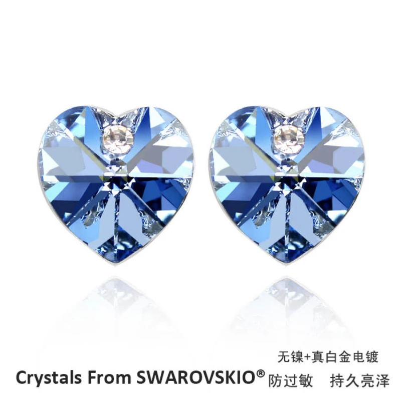 

Hot sale classic heart stud earrings with 100% crystal from swarovski good for Christmas Gift
