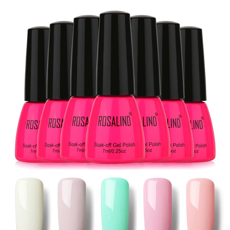 

Rosalind 58 Colors Pure Color Soak-Off Gel Polish 7ML Semi Permanent Lacquer UV&LED Nail Gel Nail Polish Varnish Beauty Nail Art