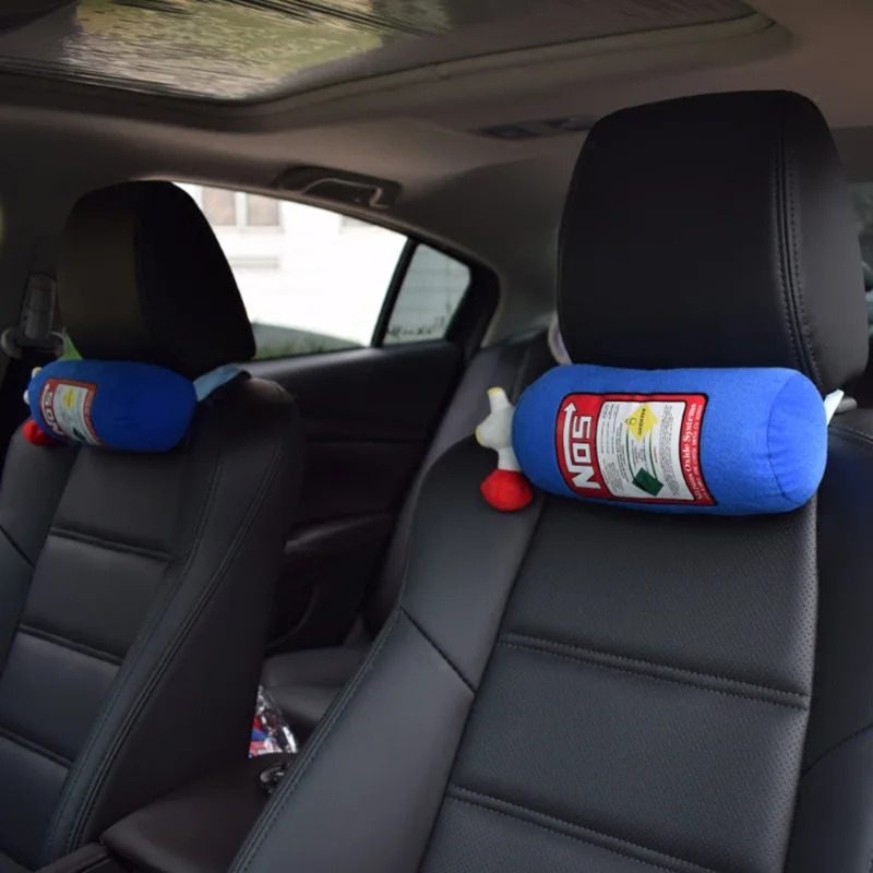 

2017 Auto JDM NOS Nitrous Car Cushion Seat Cover Hellaflush Neck Rests Pillow Bolster NOS Headrest Support One Piece