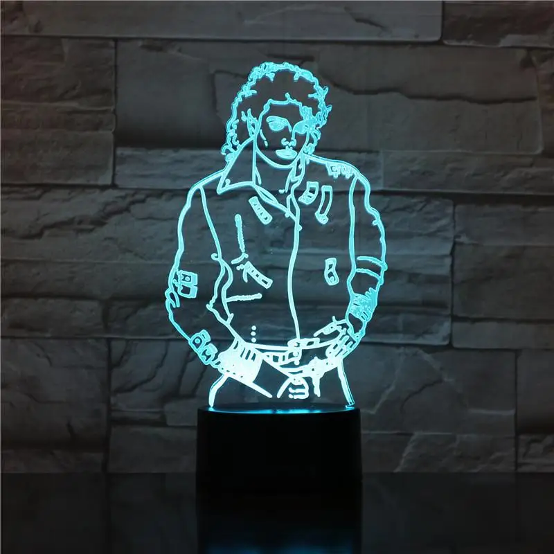 Светодиодный Ночной светильник с рисунком Майкла Джексона, 7 цветов, подарок для ребенка, декоративная лампа для спальни, настольная лампа, аксессуары для Майкла Джексона - Испускаемый цвет: 2