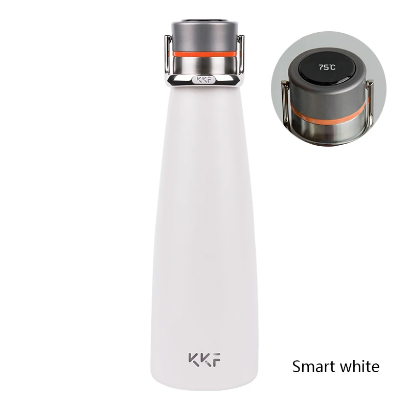 Термос Xiaomi KKF, Вакуумная бутылка, 24 часа, термосы с изоляцией, фляга из нержавеющей стали, 475 мл, чашка для путешествий, Спортивная кружка, OLED, Термокружка - Цвет: White-1 (Smart)