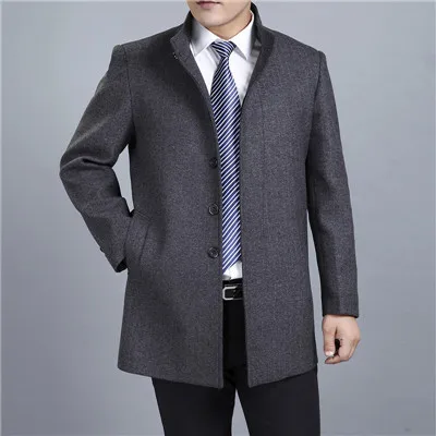 Mu Yuan Yang, Мужское пальто, осень и зима, повседневные мужские шерстяные куртки, пальто с воротником-стойкой, шерсть и смесь, теплое зимнее пальто - Цвет: Herringbone13022S
