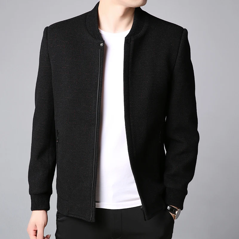 

2019 New Fashion Jackets Mens Autumn Winter Wool Blends Trend Windbreakers Overcoat Mandarin Collar Casual Coat Men Clothing