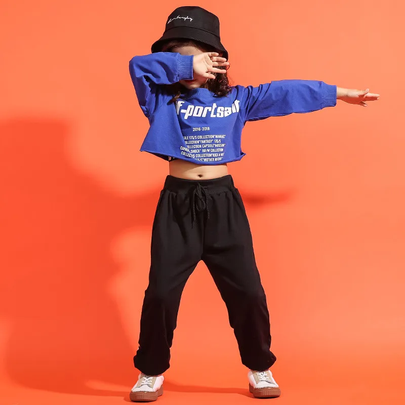 Children's Jazz Dance Costumes Set Korean Hip-hop Dancing Outfits Girls Vest Striped Pants Long Sleeve  Suit Jazz Dance Clothing (9)