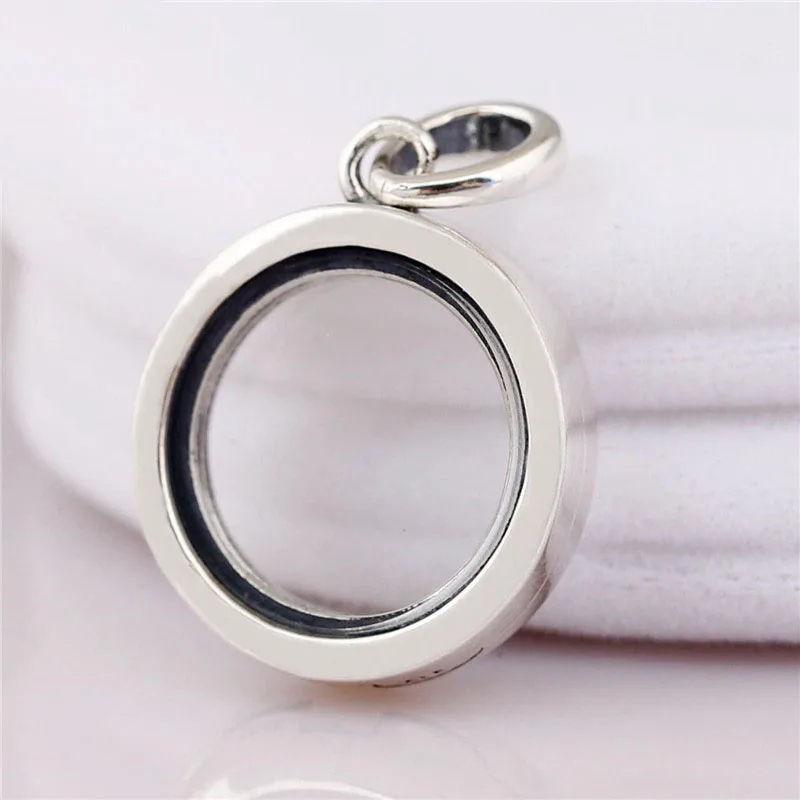 

New 925 Sterling Silver Floating Round Locket Box Pendant Fit Original Pandora Necklace for DIY Petite Charms Women Jewelry Gift