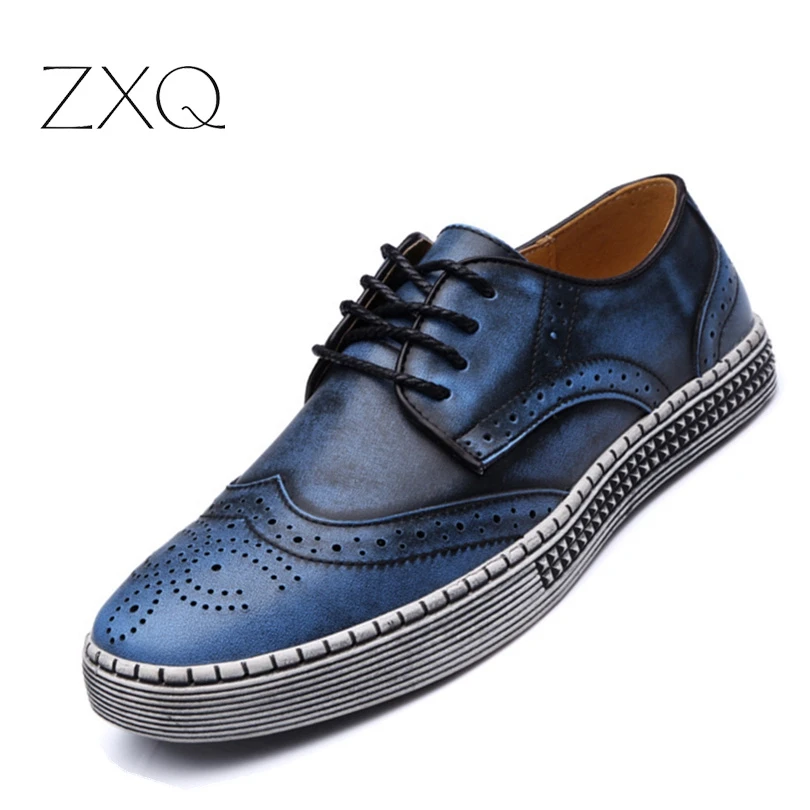 Nowe Marki Brytyjski Styl Prawdziwej Skóry Mężczyźni Buty Retro Skórzane Brogues Oxford Buty Dla Mężczyzn Casual Dress Buty