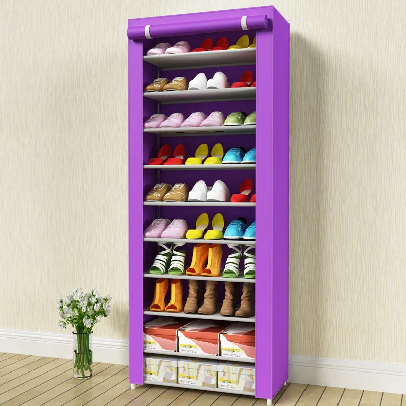 

Shoe cabinet 11 layer 10-grid stainless steel fabrics large shoe rack organizer removable shoe storage for home furniture