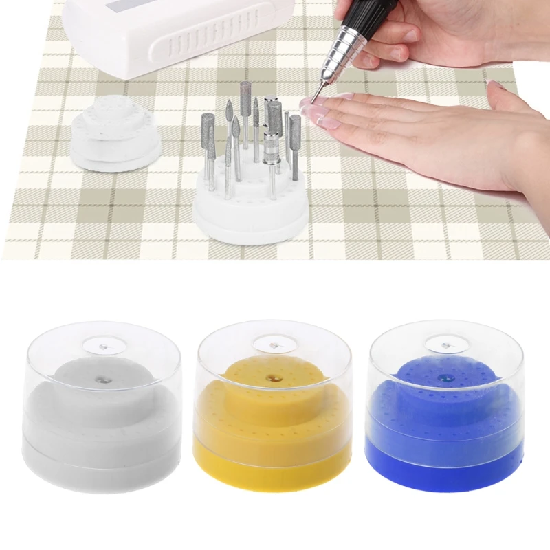 

60 Holes Nail Art Drill Bit Holder Stand Storage Container Case Manicure Tool
