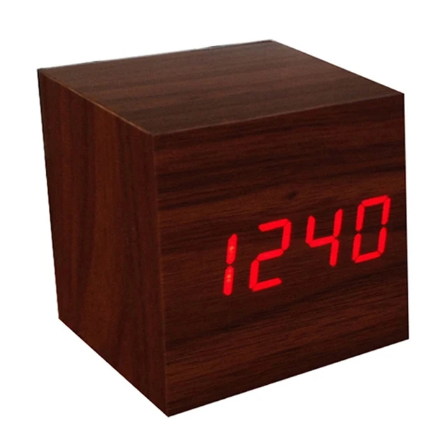 New Cube LED Digital Alarm Clock Night light Square Modern Sound