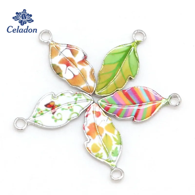 

New Arrival Alloy Enamel Leaf Charms Pendants Drop Oil Necklace Pendant Fit for Bracelets Earring Making Jewelry Findings