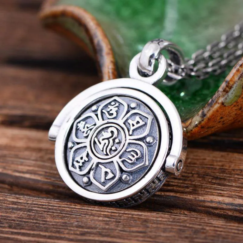 925-Sterling-Silver-Jewelry-Six-Words-Pendant-Om-Mani-Padme-Hum-Rotatable-Shifting-Lucky-Vintage-Buddha (2)
