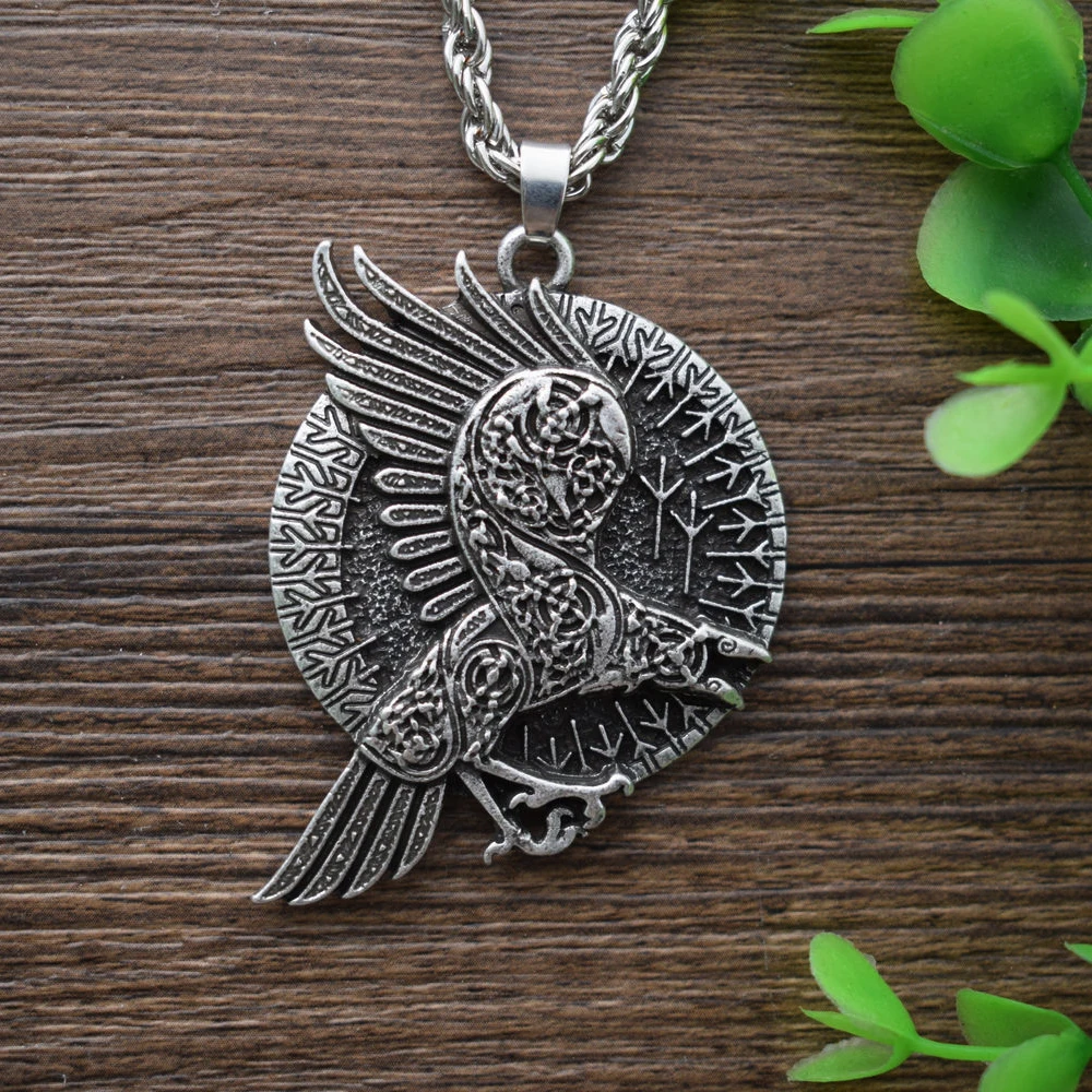 Викинг норвежский RAGNAR'S RAVEN Neckace ювелирные изделия талисман подвеска с металлической цепочкой 55 см для мужчин подарок SanLan