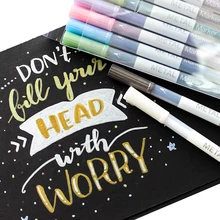 10 adet/grup Metal Sanat işaretleme kalemleri Renkli Metalik Mikron Detaylı Markalama cetvel kalemi Albüm Kağıt Scrapbooking Okul Kaynağı