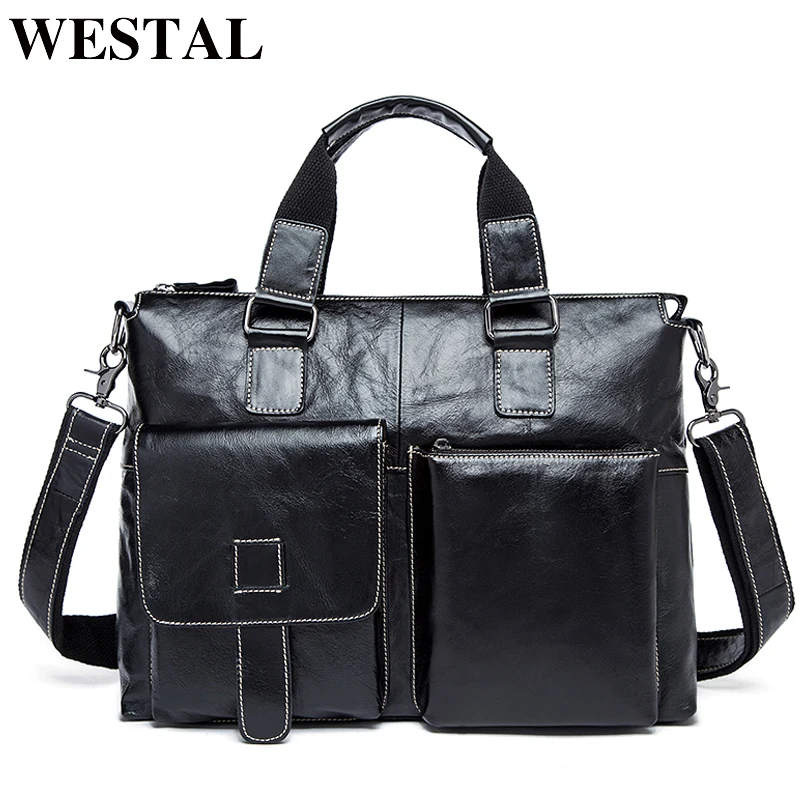 Kaufen WESTAL Business männer Aktentaschen Aus Echtem Leder männer Tasche Männlichen 14 Laptop Taschen Messenger Tasche für Männer Leder Aktentasche anwalt
