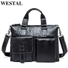 WESTAL men's briefcases men's bags genuine leather laptop bag leather work office bags for men business briefcases bags male 260 ► Photo 1/6