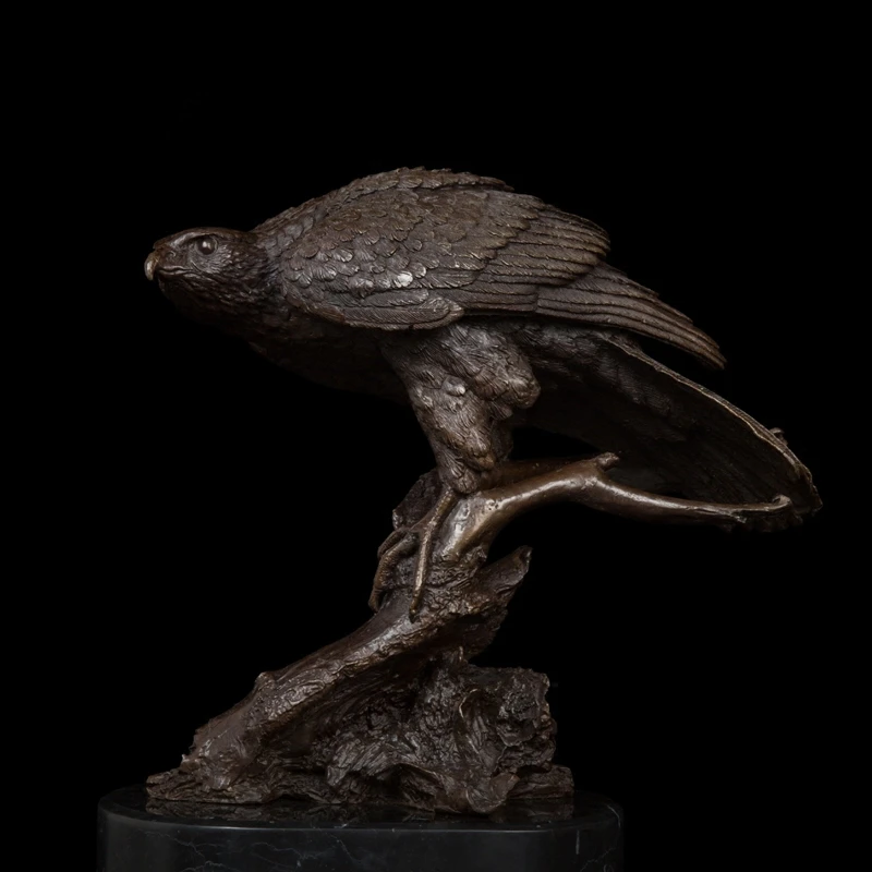 

Western styles Best Selling 100% Bronze Night Eagle Figurine Signed by J.Moiguiez wildlife sculptureCZW-008