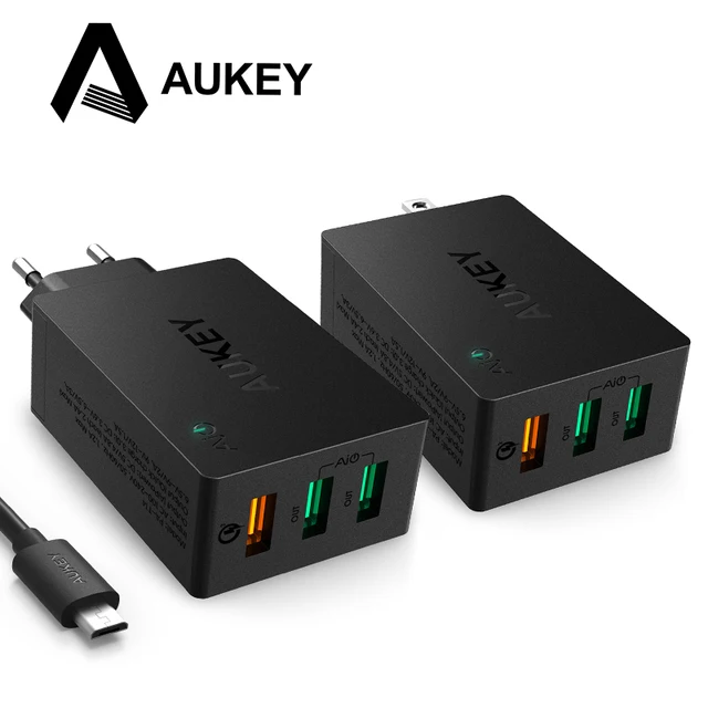Aukey usb зарядное устройство быстрой зарядки 3.0 3-портовый мобильный стене телефон зарядное устройство для lg g5 xiaomi meizu samsung nexus 6 p apple смартфоны