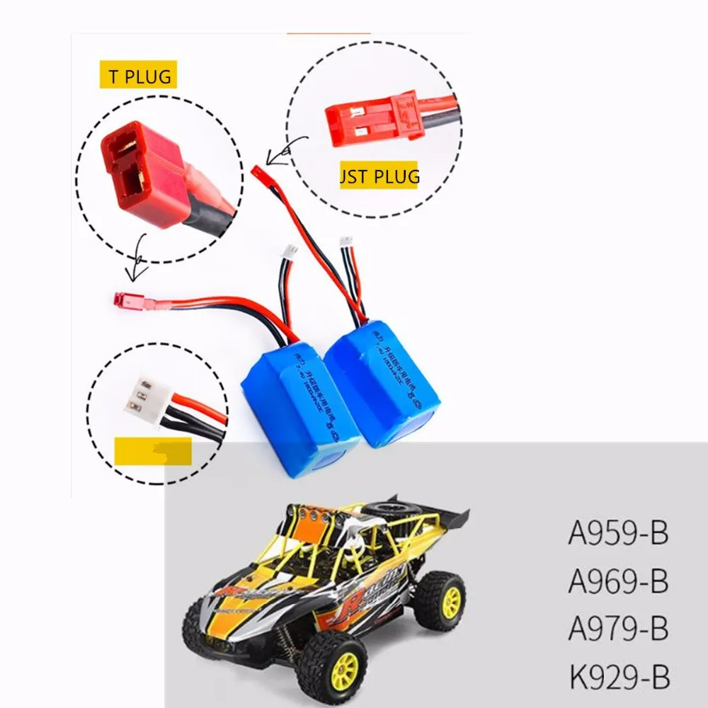 1 2 шт. 7.4 В 1800 мАч 20C Max 40C T или JST разъем 2 S Lipo Батарея для WLtoys a959-b A969-b A979-b K929-B RC автомобилей Лодка Quadcopter