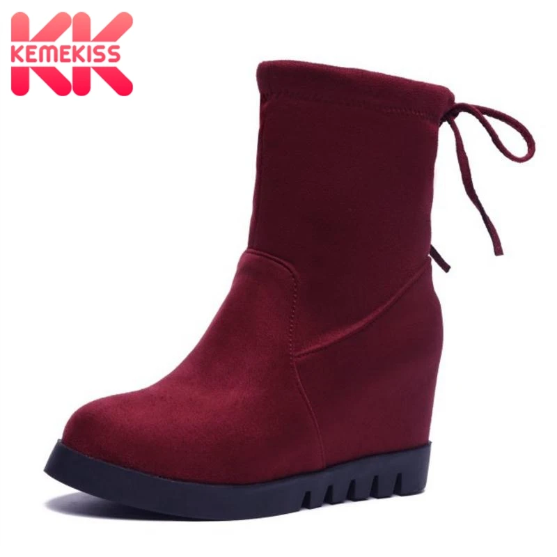

KemeKiss Women Ankle Boots Winter Woman Shoes Inside Heels Fur Warm Short Boots Fashion Simple Ladies Footwear Shoes Size 34-43