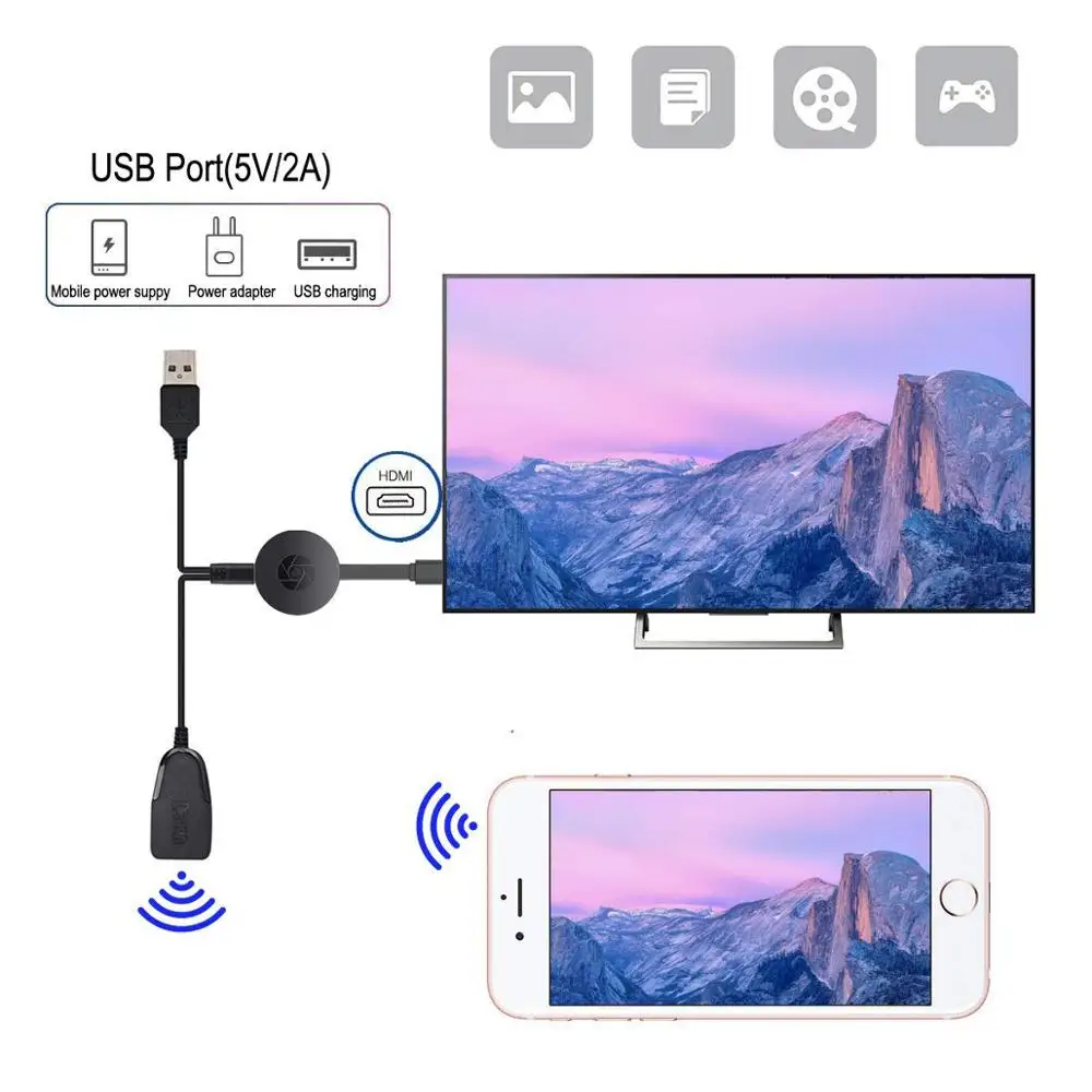 Hessy 1080P HD TV Stick Беспроводной Wi Fi дисплей Dongle приемник Airplay медиа стример адаптер