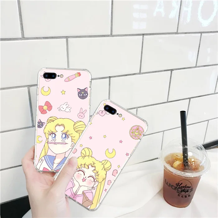 

Sailor Moon Anime Phone Cases Cover for iphone X XR XS MAX 6 6s 7 8 Plus TPU Cover Coque For iphone 7 8Plus iphone 5SE Cases