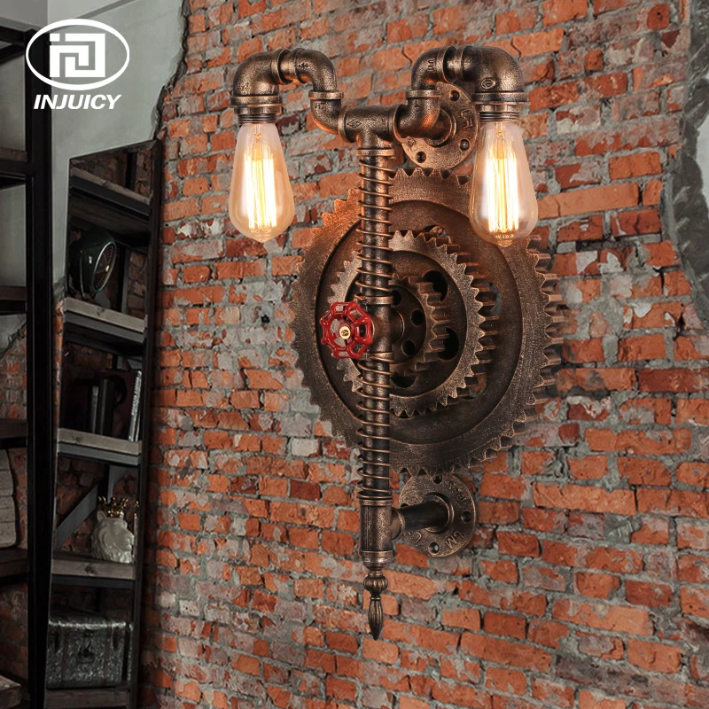  Vintage Industrial Wind Steam Punk With Watch Wall Lamp Loft Bar Clothing Shop theme Restaurant Ais - 32917792916