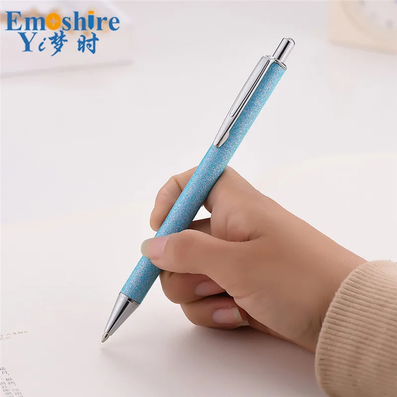 Emoshire Fashion Glitter Leather Press Ballpoint Pen Customized Company LOGO Business Office Foreskin Gift Pen Leather Pen (4)
