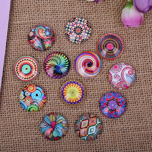 

18mm Mixed Style Round Glass Cabochon Dome Jewelry Finding Cameo Pendant Settings 50pcs/lot (K05188)