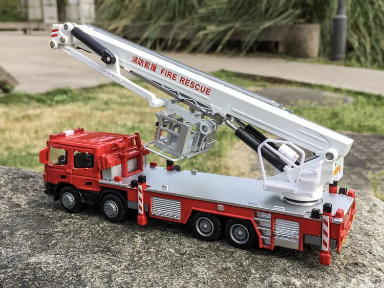  1:50 alloy engineering vehicleshigh simulation Fire truckfire ladderclimbing carchildren's educatio