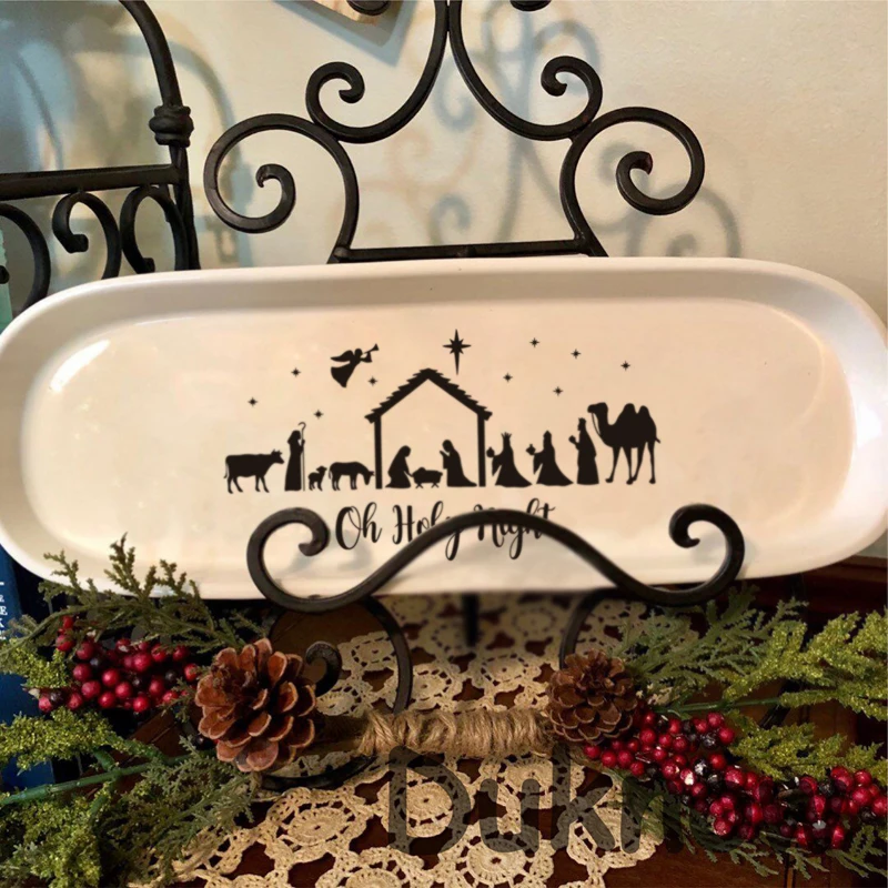 Nativity Scene Vinyl Decal Sticker For Glass Blocks Board
