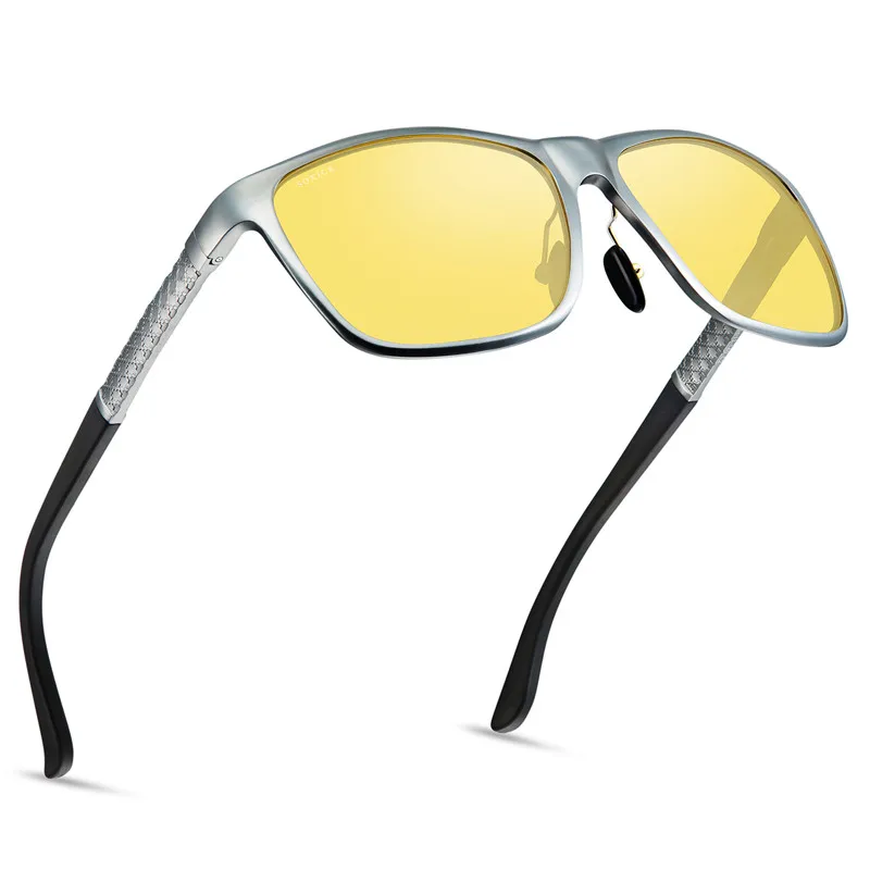 Soxick Classic Vintage Sunglasses Polarized Men Women Yellow Sunscreen UV Protection Anti-Glare Car Driver Night Vision Goggles