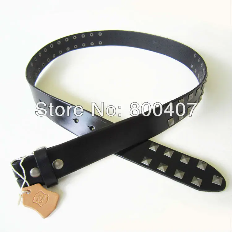 

Retail Big Studded Punk Rock Black Snap On Real Leather Belt BELT1-008BK Free Shipping Brand New In Stock