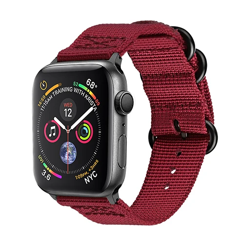 Лидер продаж нейлоновый ремешок для наручных часов для Apple Watch Series 4 5 42 мм 44 мм мягкий спортивный кожаный браслет 38 мм 40 мм, ремешок для наручных часов iwatch 1/2/3 - Цвет ремешка: Wine red