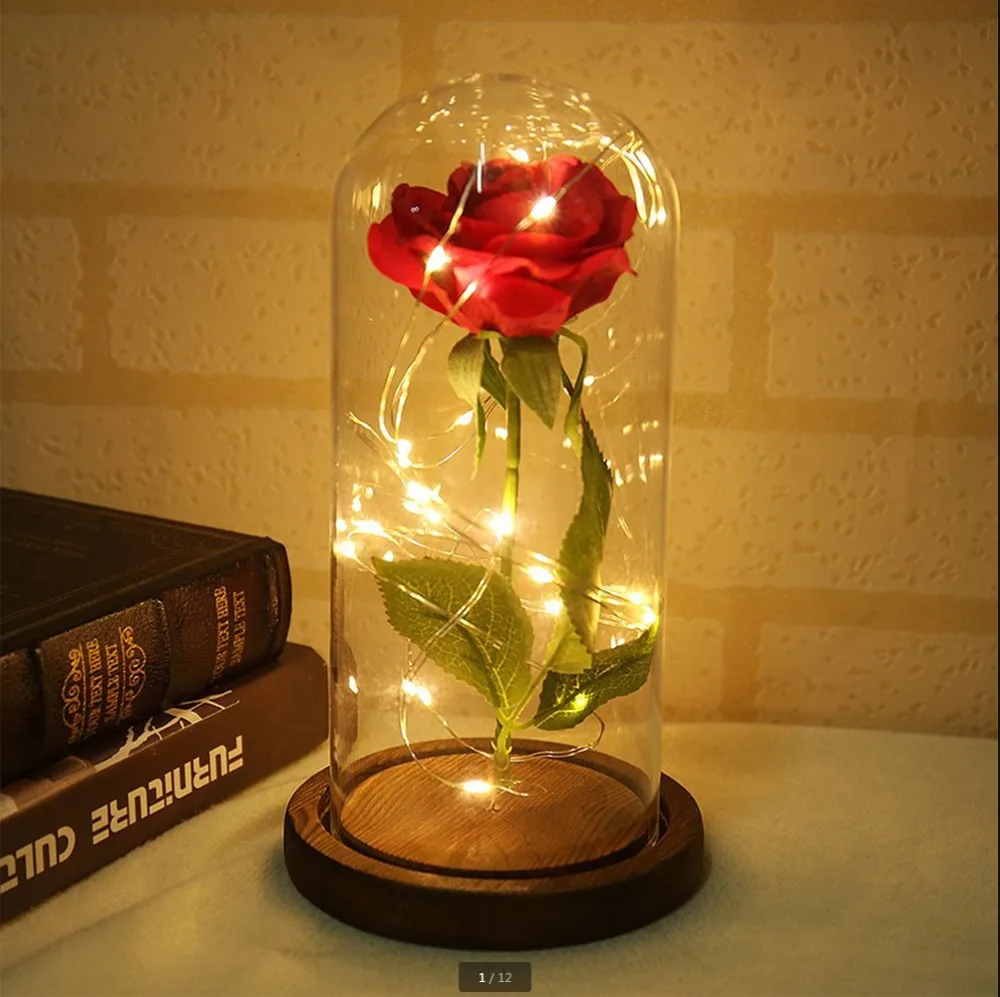 

Red Rose Lighting Bottle for Family Decoration Gift Valentine's Day Wedding Anniversary Nightlight