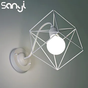 

SANYI Black/Red/White Retro Vintage Industrial mini wire cage wall sconce Iron Cage Wall Lamps Luminaire Wall Lights Fixtures