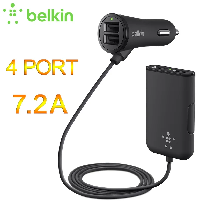 Belkin Original 4 Port Universal Quick Car Charger 7.2A with 1.8m Cable