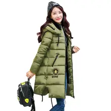 2016 Winter Thicken Women Parkas Women’s Wadded Jacket Outerwear Fashion Cotton-padded Jacket Medium-long Coat Army Green SS658