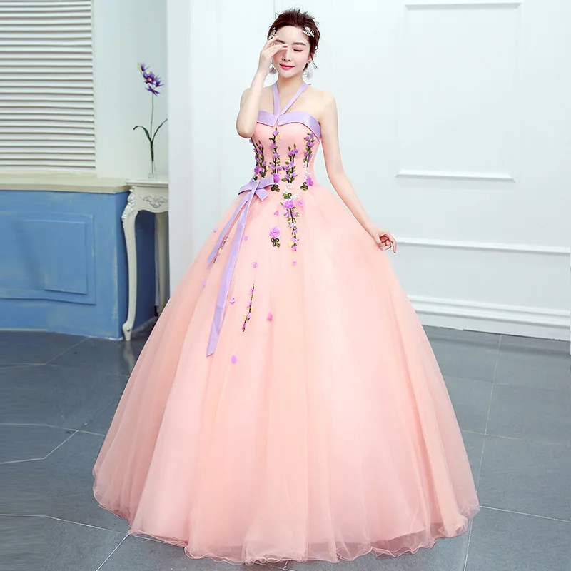 Дешевые Длинные женские платья 2016 светильник розовые Quinceanera kjole|Платья на