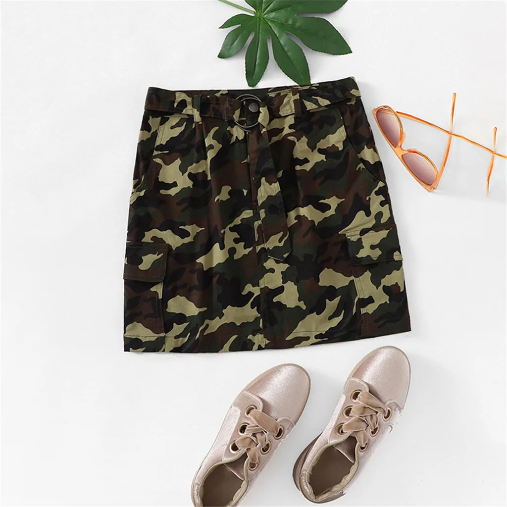 

New Summer Skirt High Waisted Fashion Women Skirt Bag Hip Skirt Fashion Camouflage Skirt Y620